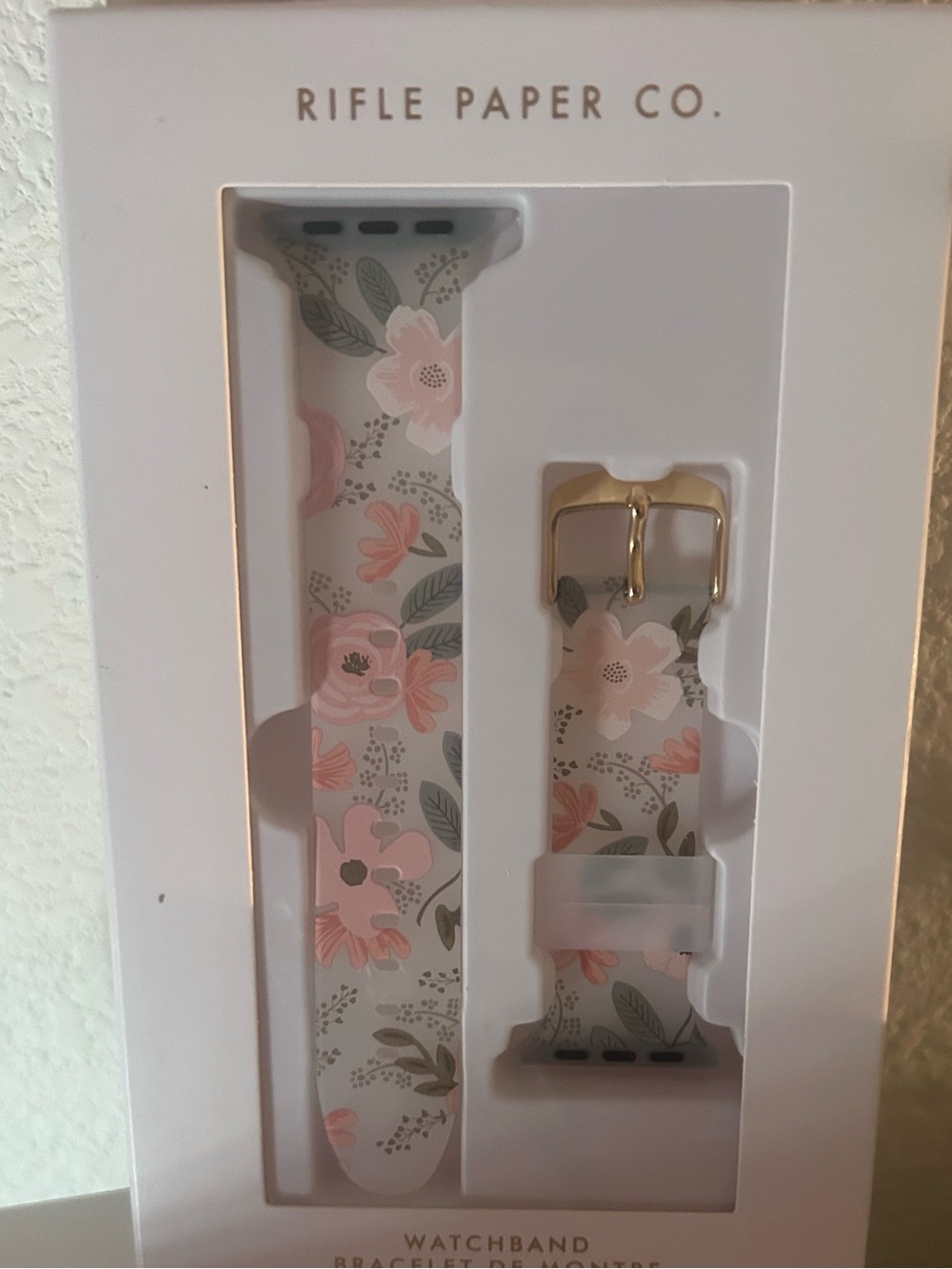 Rifle Paper Co. Pink Floral Smartwatch Band with Gold Buckle
